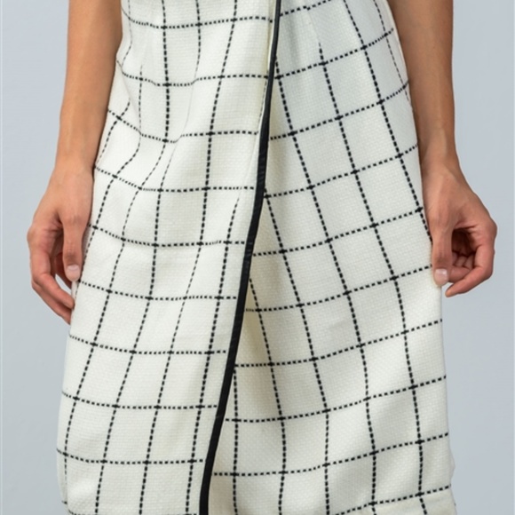 WHITE CHECK LAP MIDI SKIRT - Picture 3 of 4